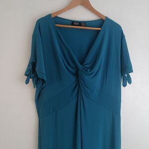 Allison Morgan tie fron short sleeve green dress size 24
